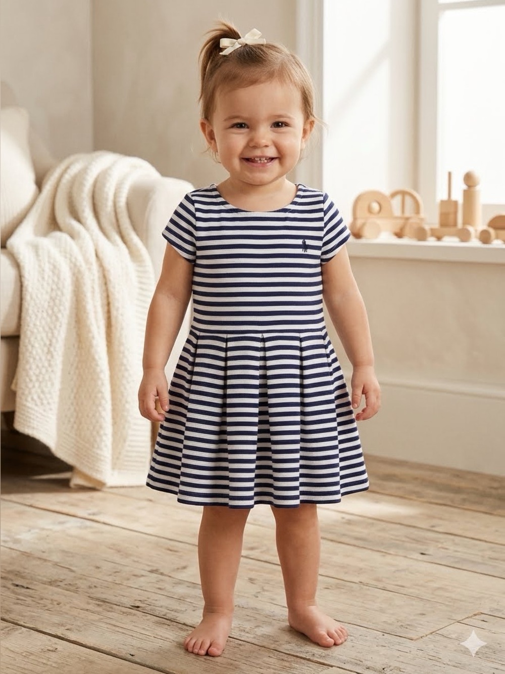 RALPH LAUREN Striped Navy Toddler Dress 18 months